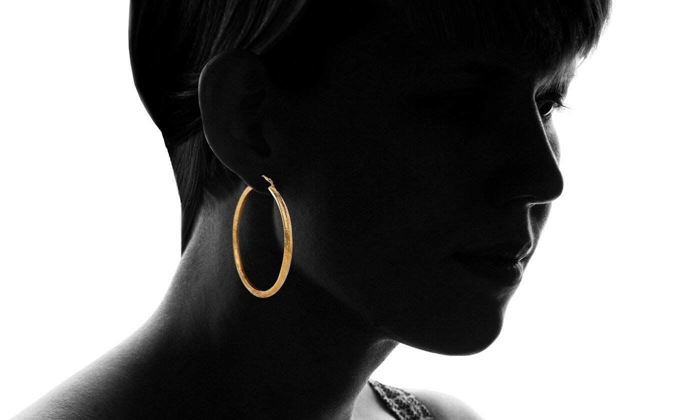 Nina & Grace 50mm, 60mm & 70mm Textured 3- Pair Hoop Earring Set Brass NEW