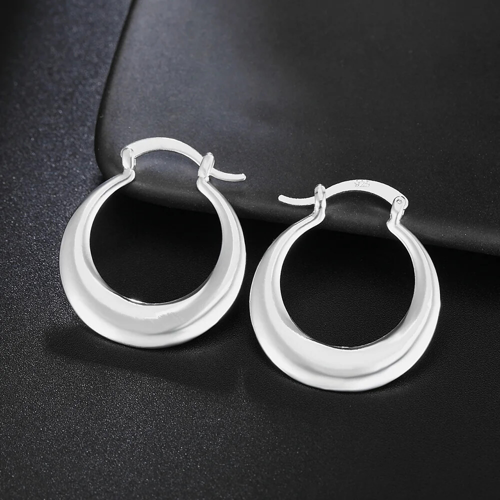 CHSHINE 3cm 925 Sterling Silver Earrings Fashion big hoop Beautiful Jewelry