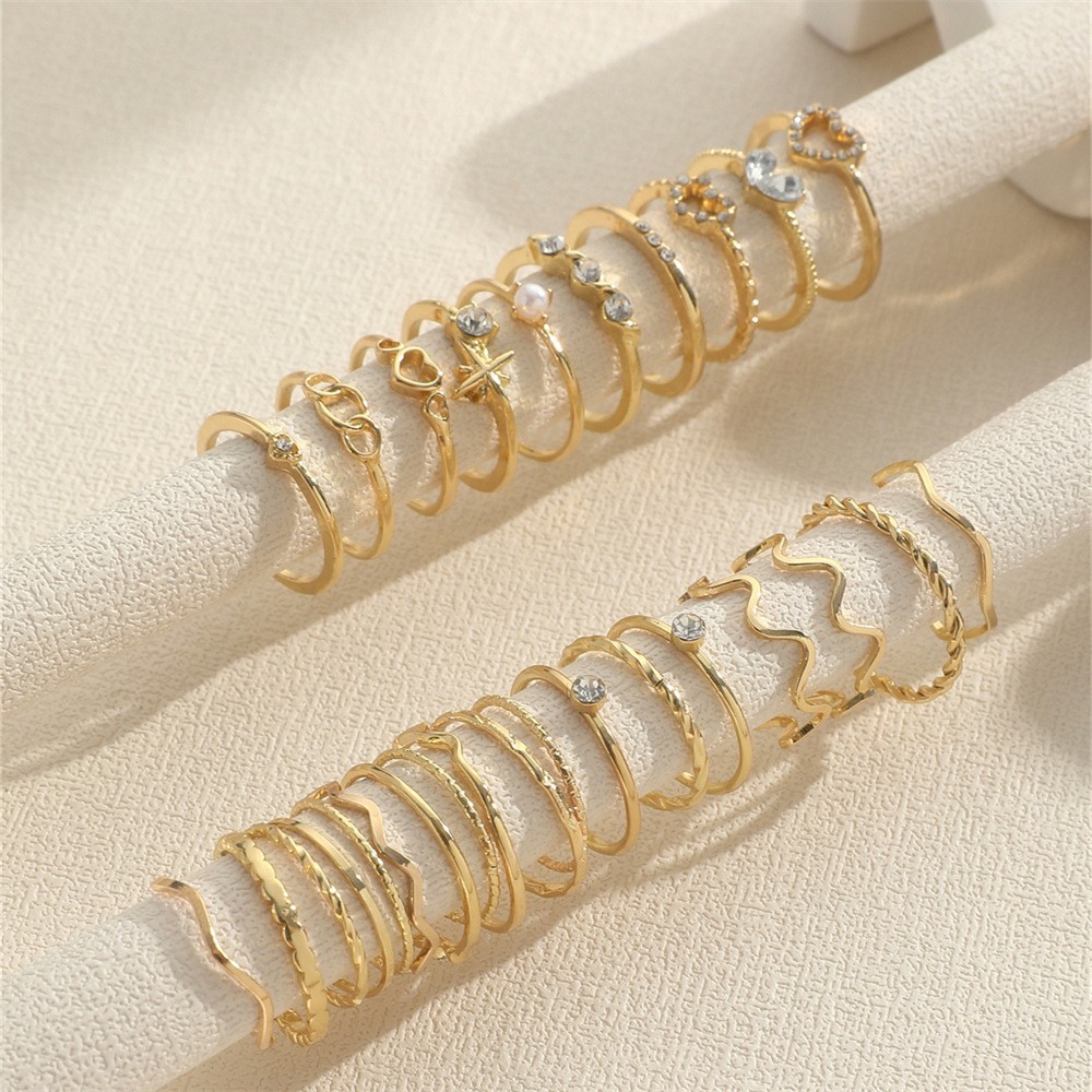 28pcs CZ Stacking Rings Set – Zinc Alloy, Daily & Party Wear, Gift for Women