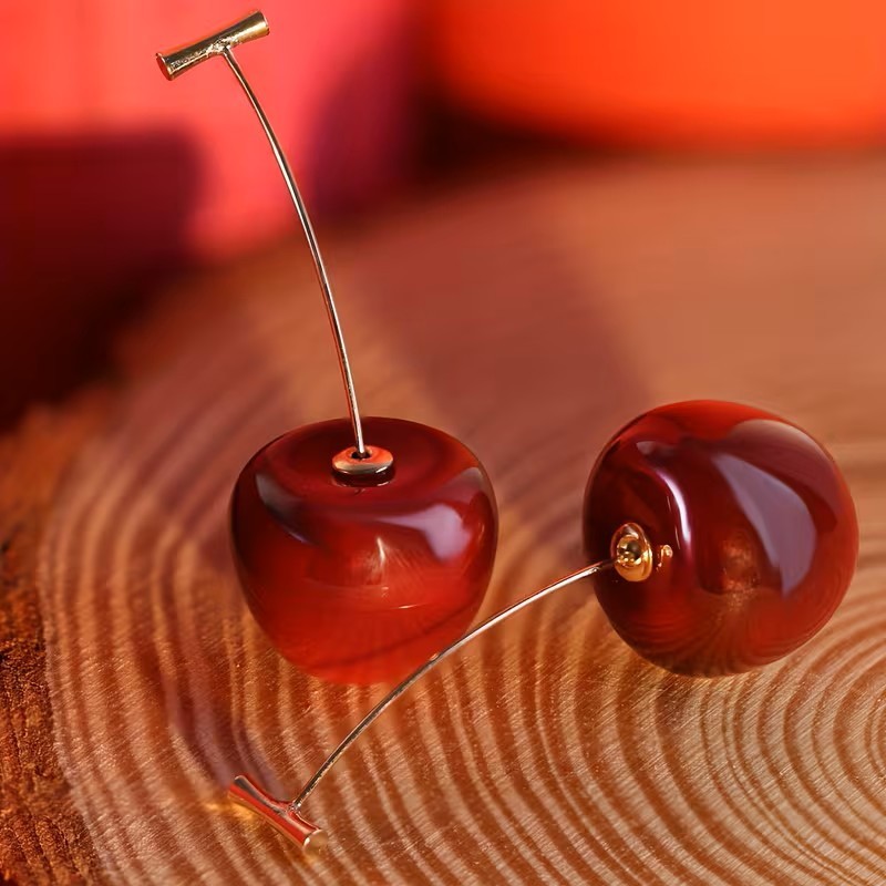 Sweet Red Cherry Dangle Earrings Cute Fruit Drop Statement Fashion Jewelry