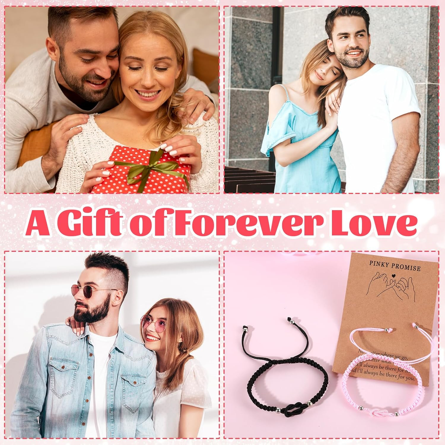 2 Pcs Matching Couple Bracelets, Love Knot Bracelets for Couples, Long Distance