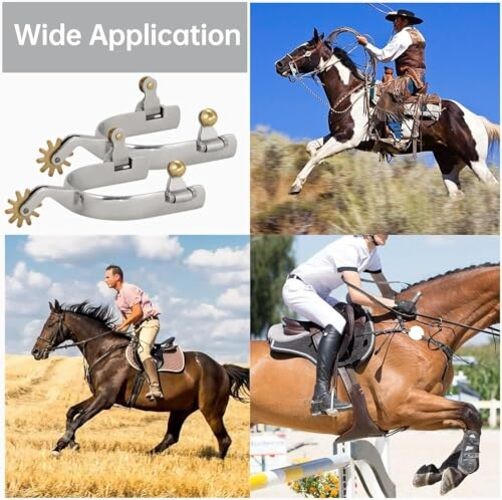 Western Cowboy Spurs, Paired with 6 Holes Spurs Belt, Western Cowboy Spurs