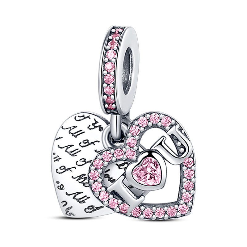 European 925 Silver DIY Charm CZ Love Heart Family Pendant fit Women Bracelet