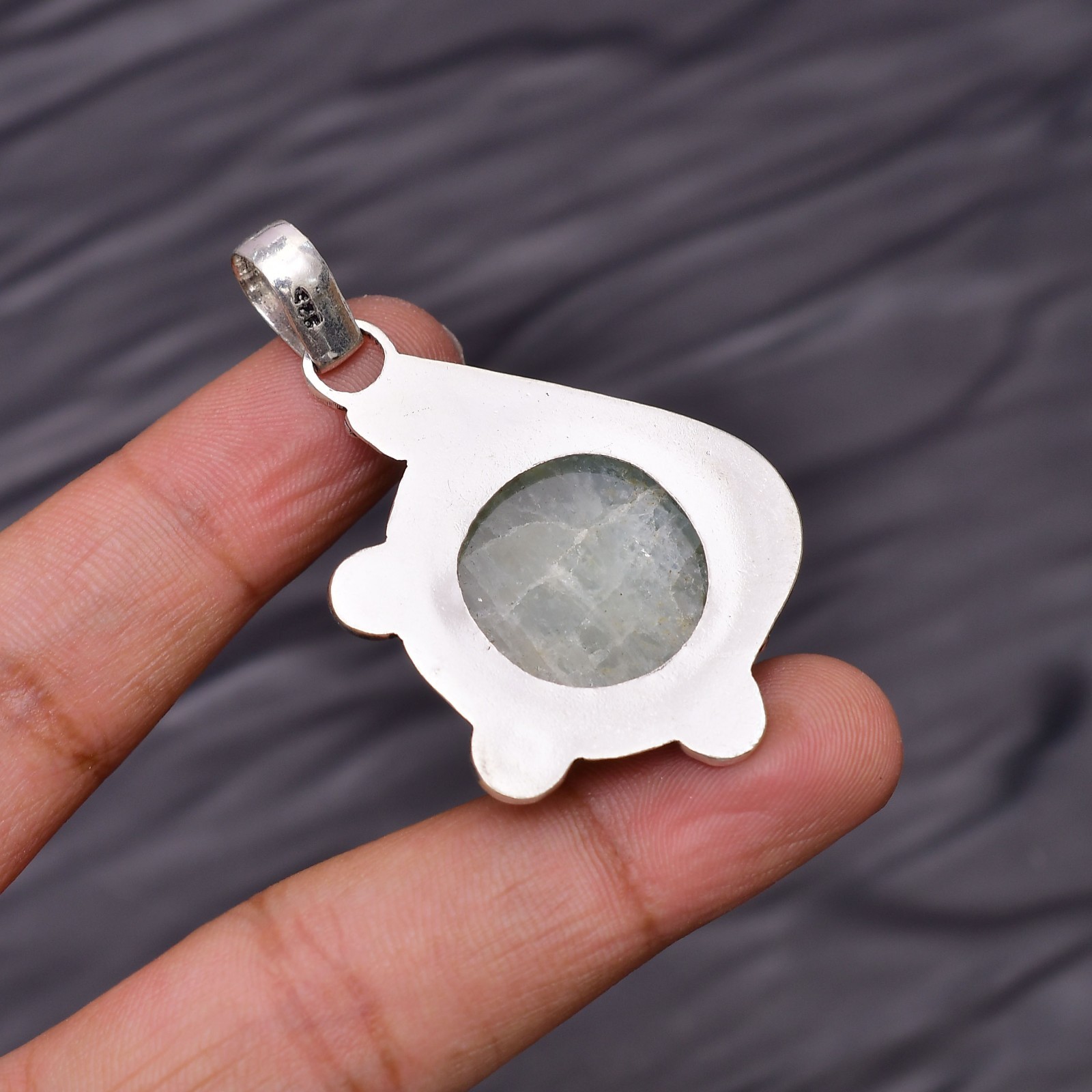 Aquamarine Gemstone 925 Sterling Silver Pendant -1.88″