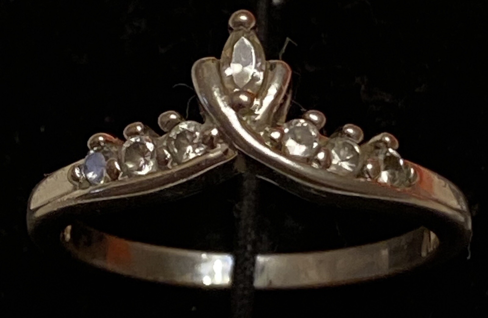 NV Silver Ring Sz8 Crown Princess Tiara Nevada Silver CZ Valentines