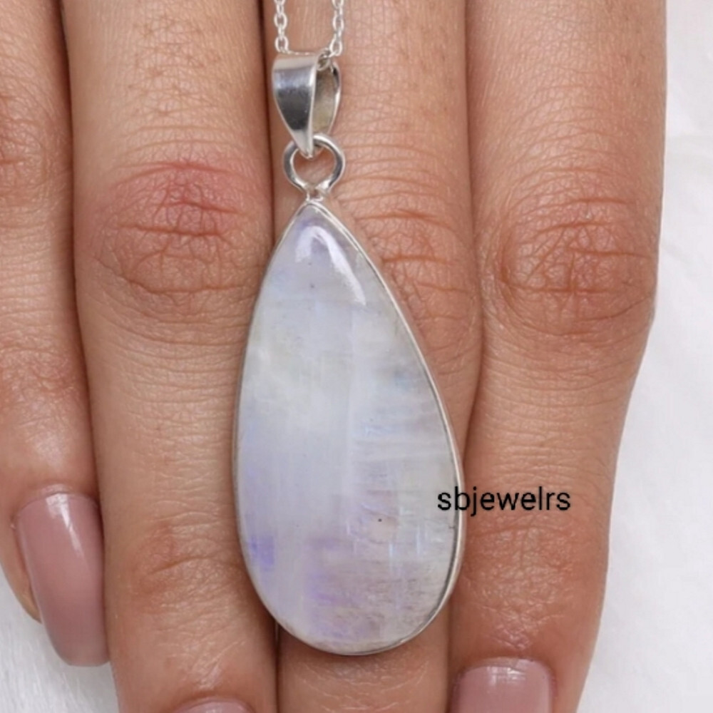 Moonstone Gemstone 925 Sterling Silver Handmade Jewelry Pandant Women Gift E-36