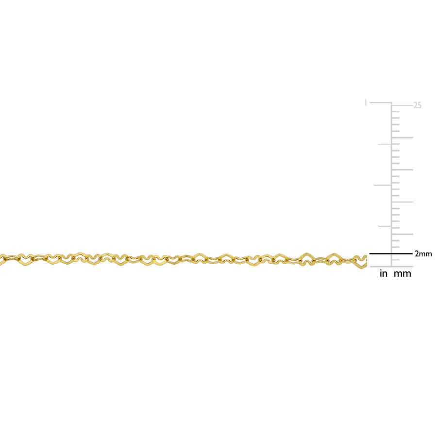 Amour 2mm Heart Link Necklace in 14k Yellow Gold – 18 in