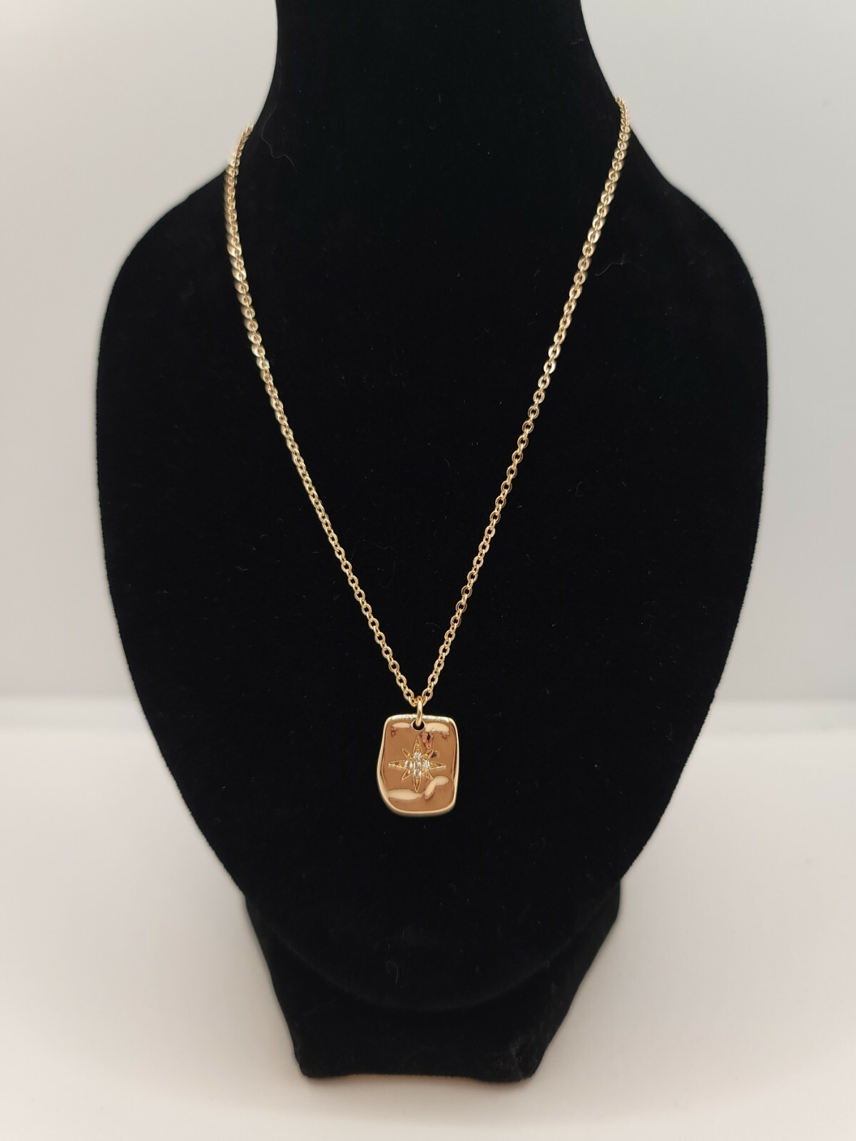 North star rectangle pendant necklace dainty cute gold fashion necklace 18″chain