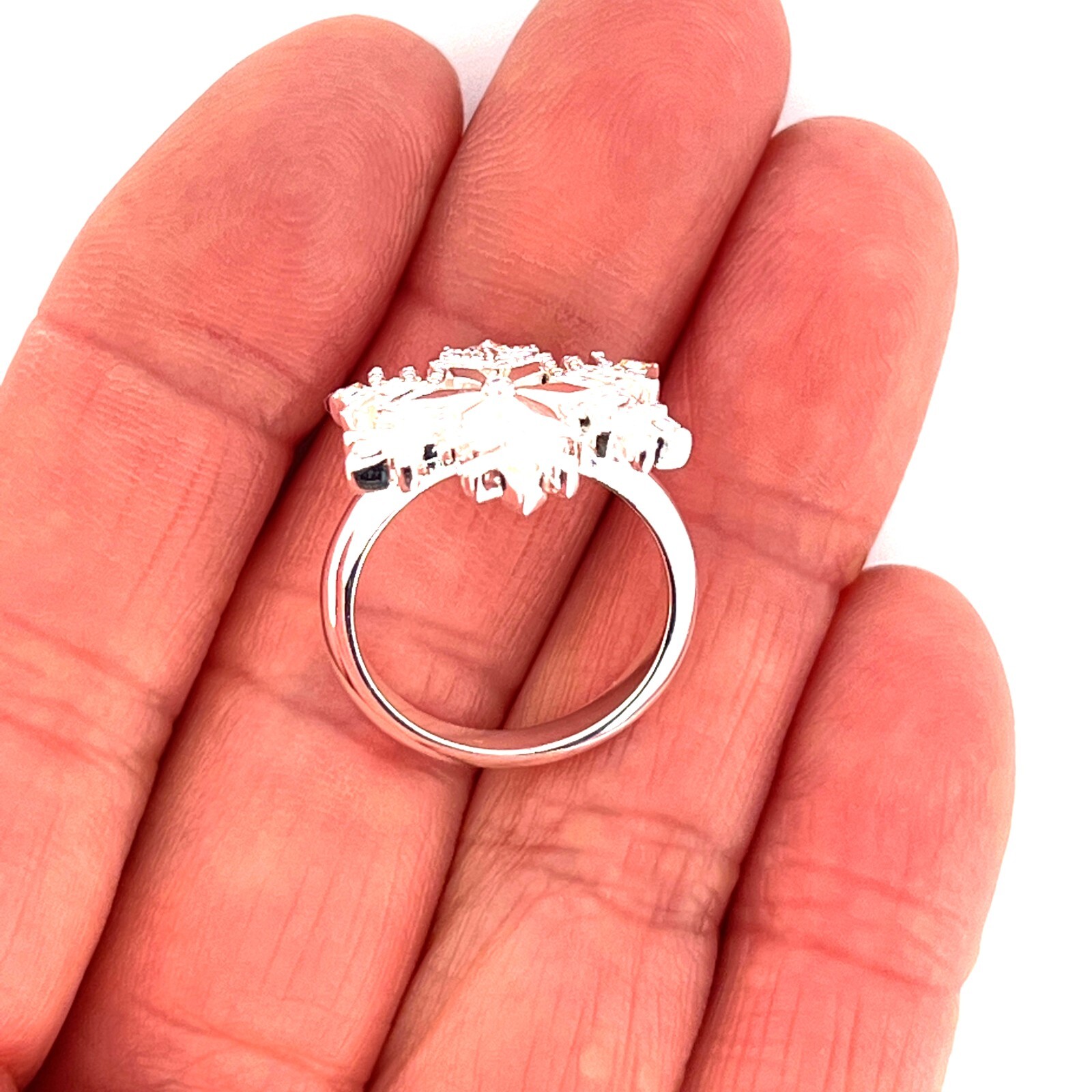 Rhodium Plated Snowflake Ring Ari D Norman