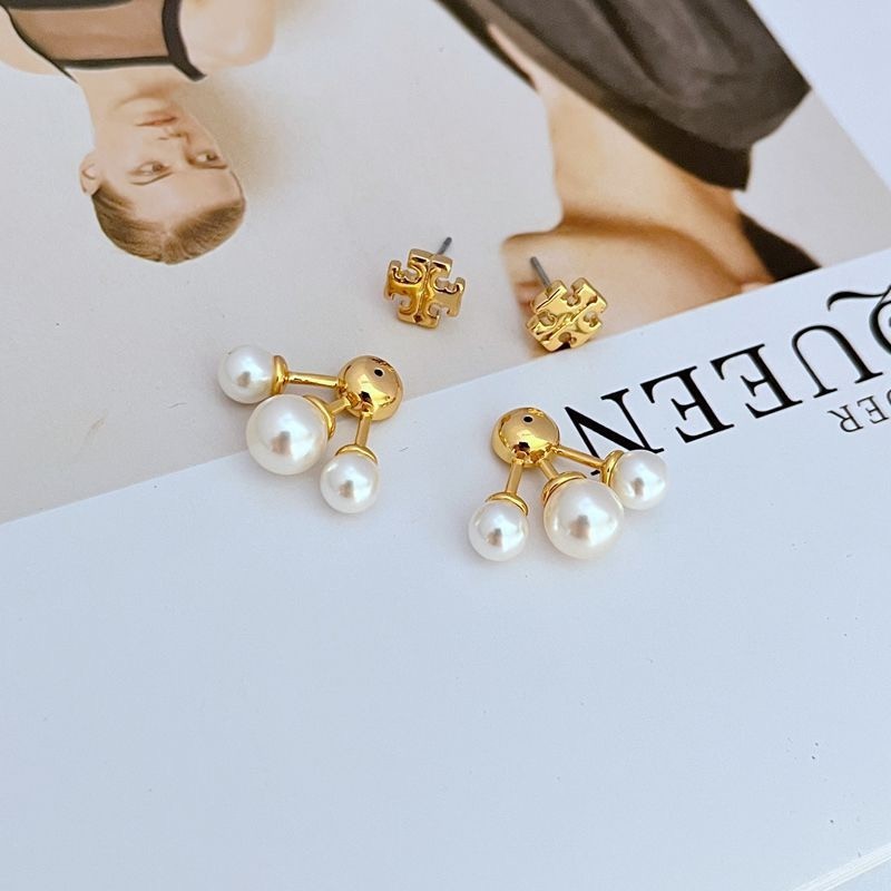 New Tory KIRA PEARL FRONT-BACK EARRING with Jewelry Pouch Size:2.1*2.2cm