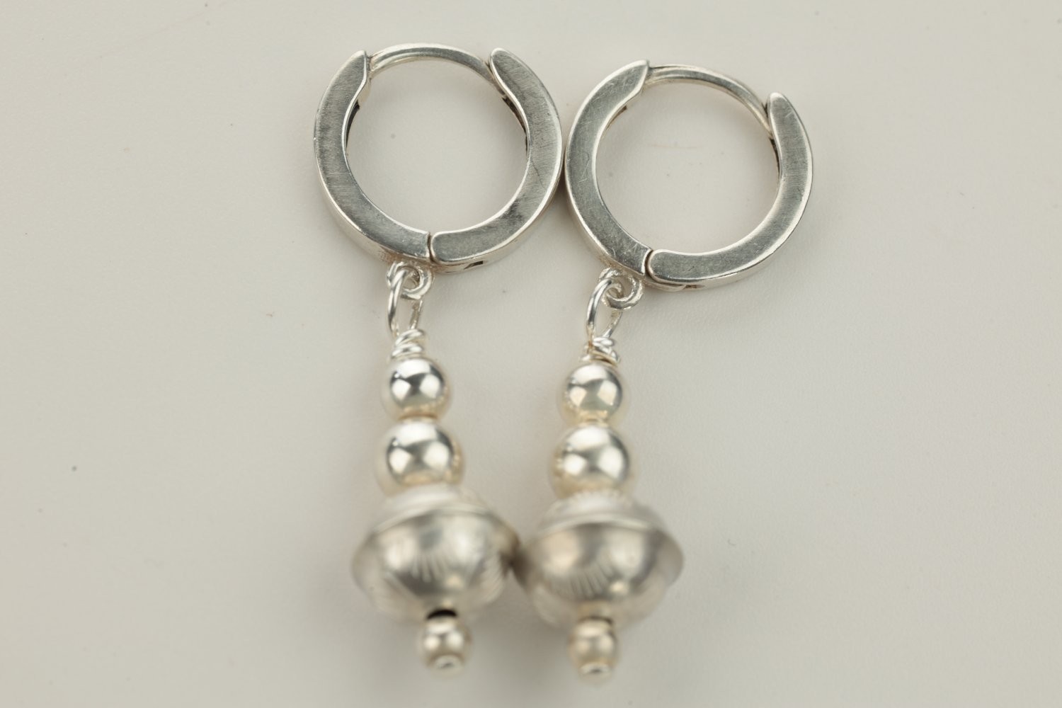 Earrings Small Silver Sterling Graduated Beads Blue Southwestern