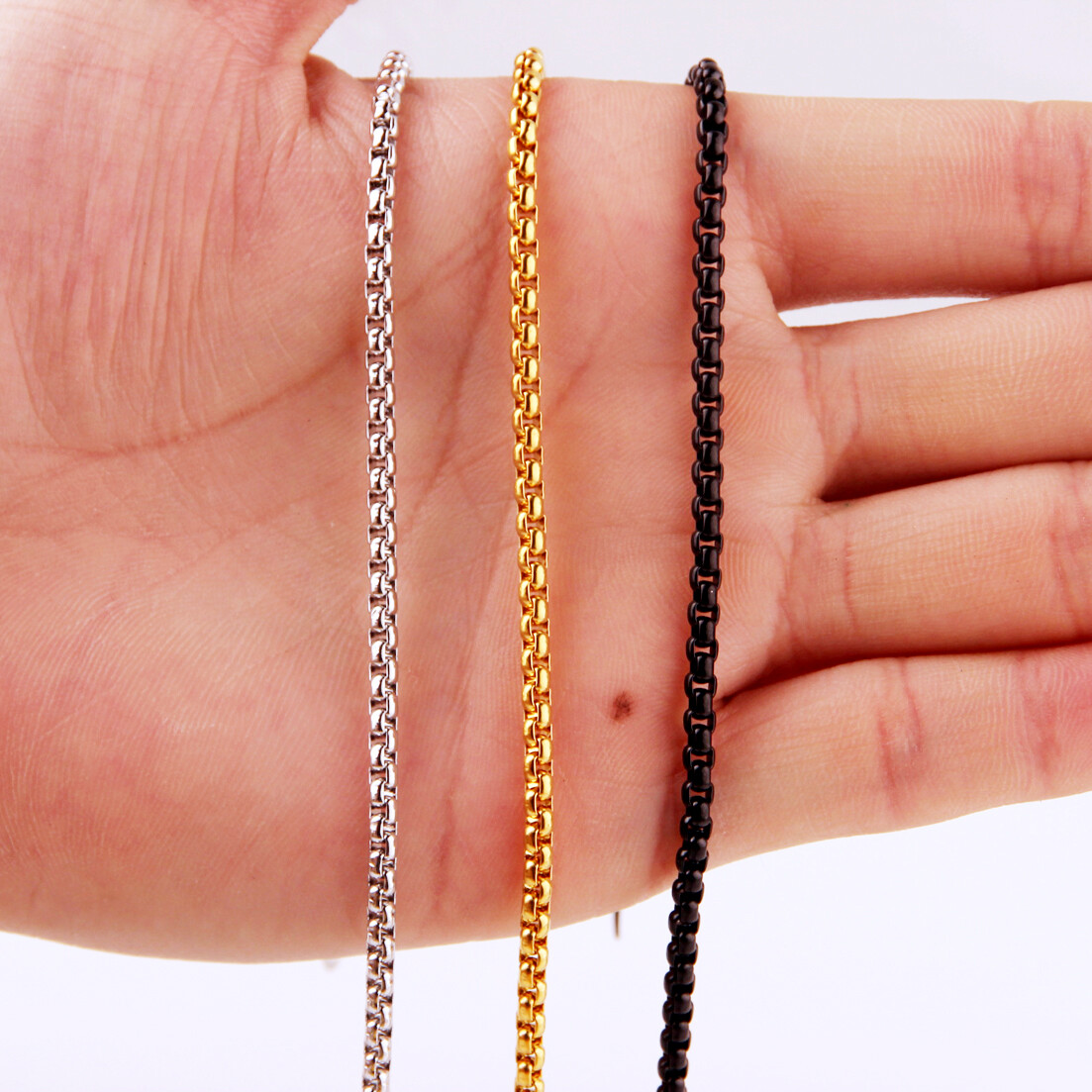 2/3/4/5/7mm Fashion 316L Stainless Steel Rolo Link Chain Necklace for Women Men