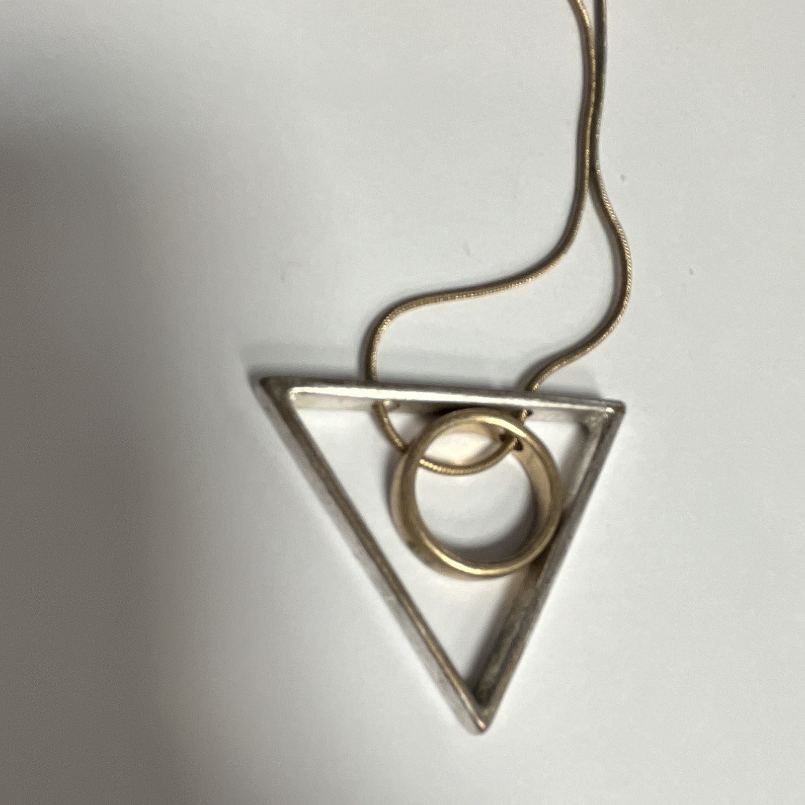 Gold Silver Tone Geometric Triangle Charm Pendant Snake Chain Lobster Adjustable