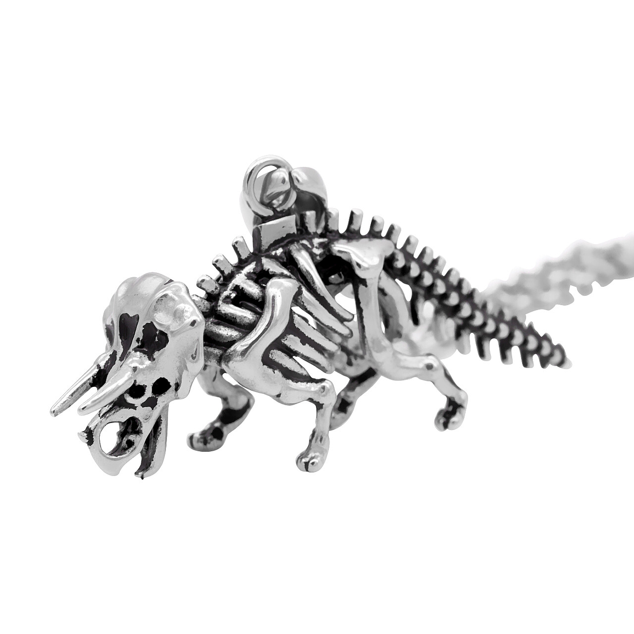 DINOSAUR NECKLACE TRICERATOPS SKELETON stainless steel pendant BY CONTROSE