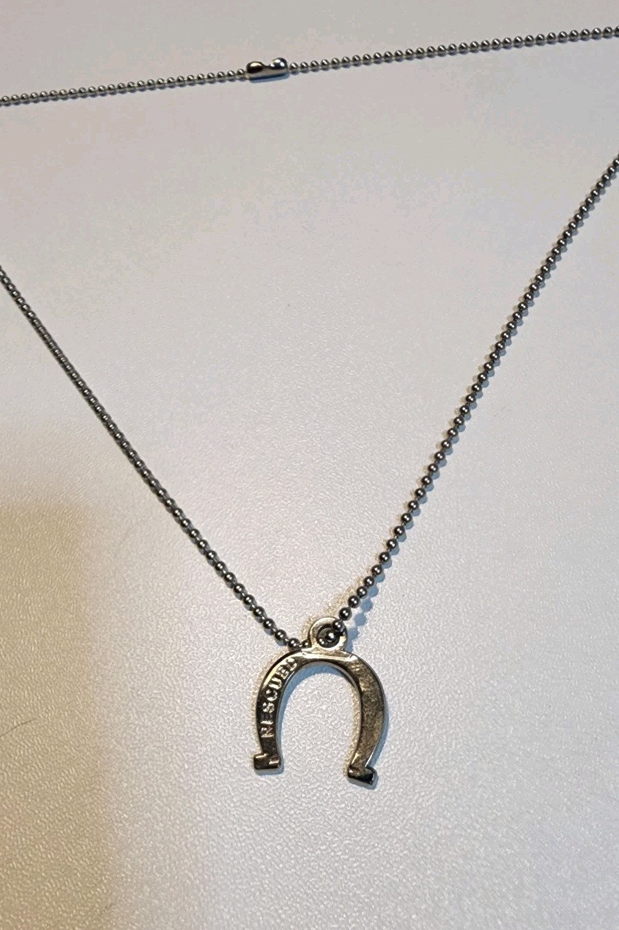 Silver Toned Horseshoe Necklace Rescued “Huck 2019”