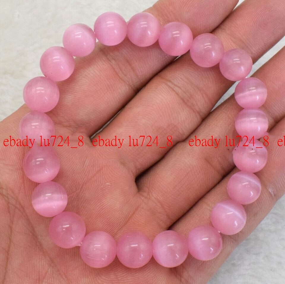 6/8/10/12mm Genuine Multicolor Opal Cat’s Eye Round Beads Stretch Bracelet 7.5″