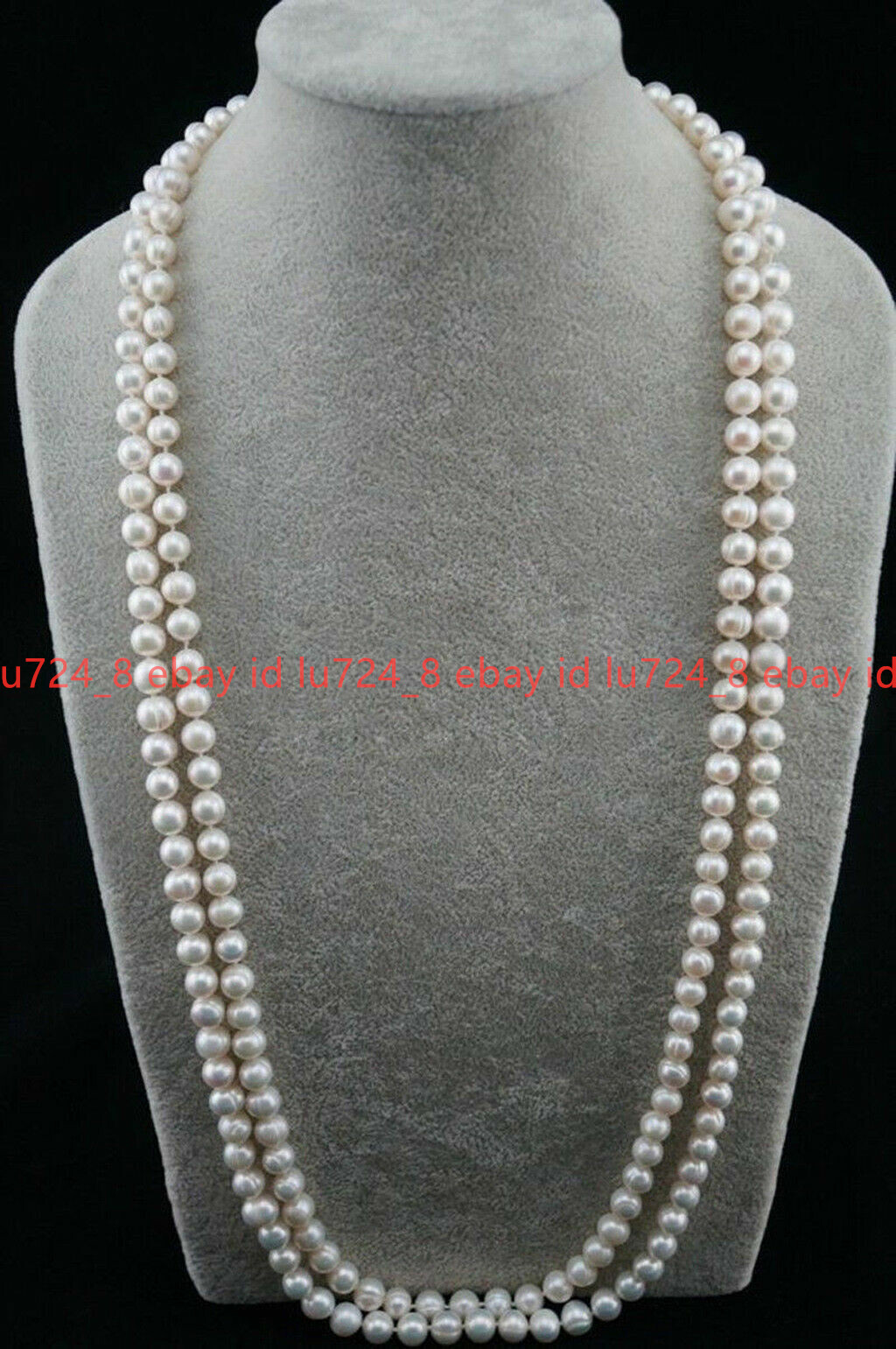 Natural Pearl 16-56″ Round 7-8mm White Freshwater Pearl Long Necklace