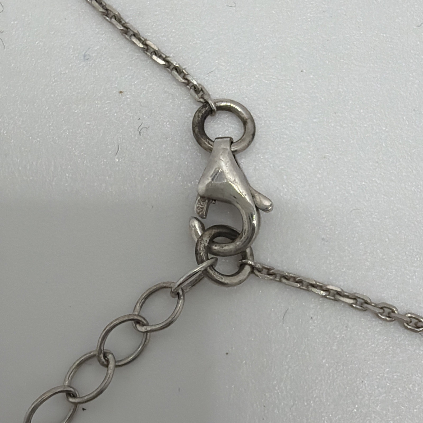 925 Silver “M” Or “W” Sideways Necklace 16” Chain +2” Extender