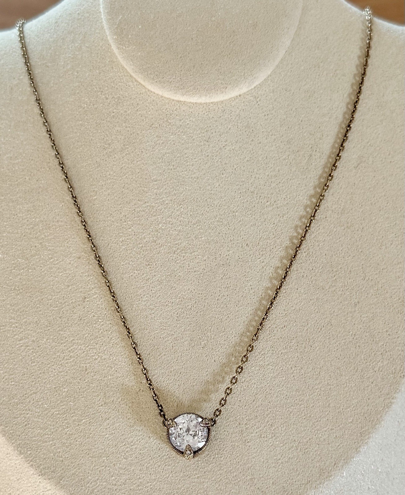 Judith Ripka Gold Over 925 Sterling Diamonique CZ Station Solitaire Necklace