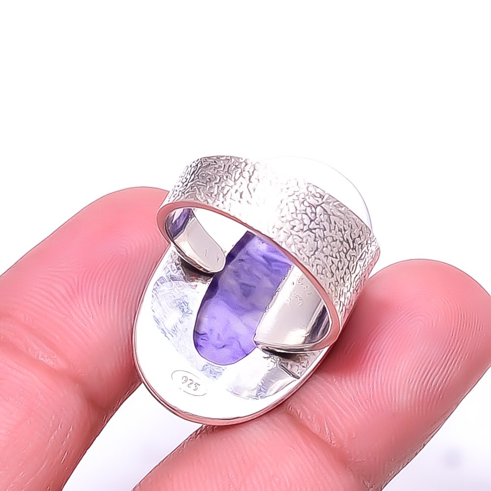 Purple Charoite Handmade 925 Sterling Silver Ring S.7 R934017825, Christmas Gift