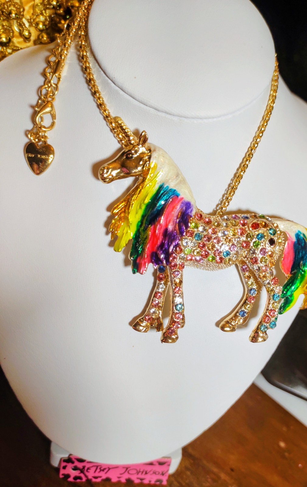 Betsey Johnson Rainbow Unicorn Necklace Sign Of Hope, Love, Beauty