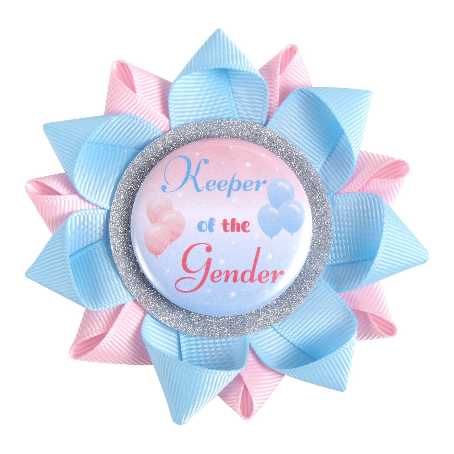 Unbranded Brooch, Pink & Blue, 3.74in, Polyester Fiber, Plastic, Gender Reveal
