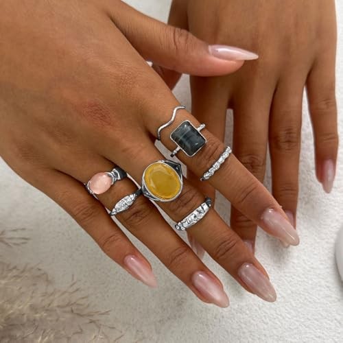 Chunky Rings for Women Adjustable Thick Stackable Rings for Women d : 7pcs s