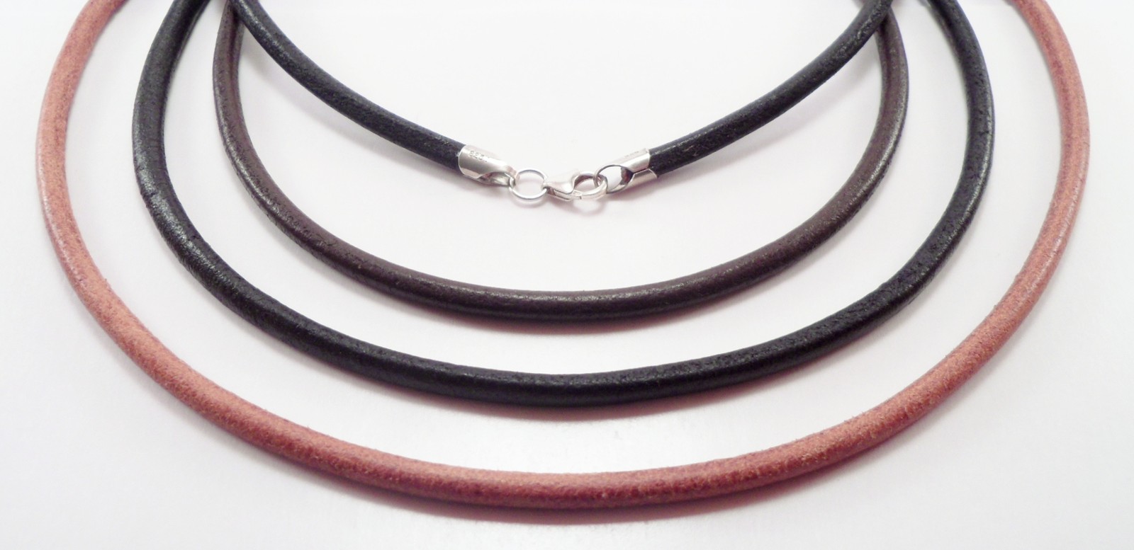 4mm smooth leather sterling silver necklace black brown natural u pick length