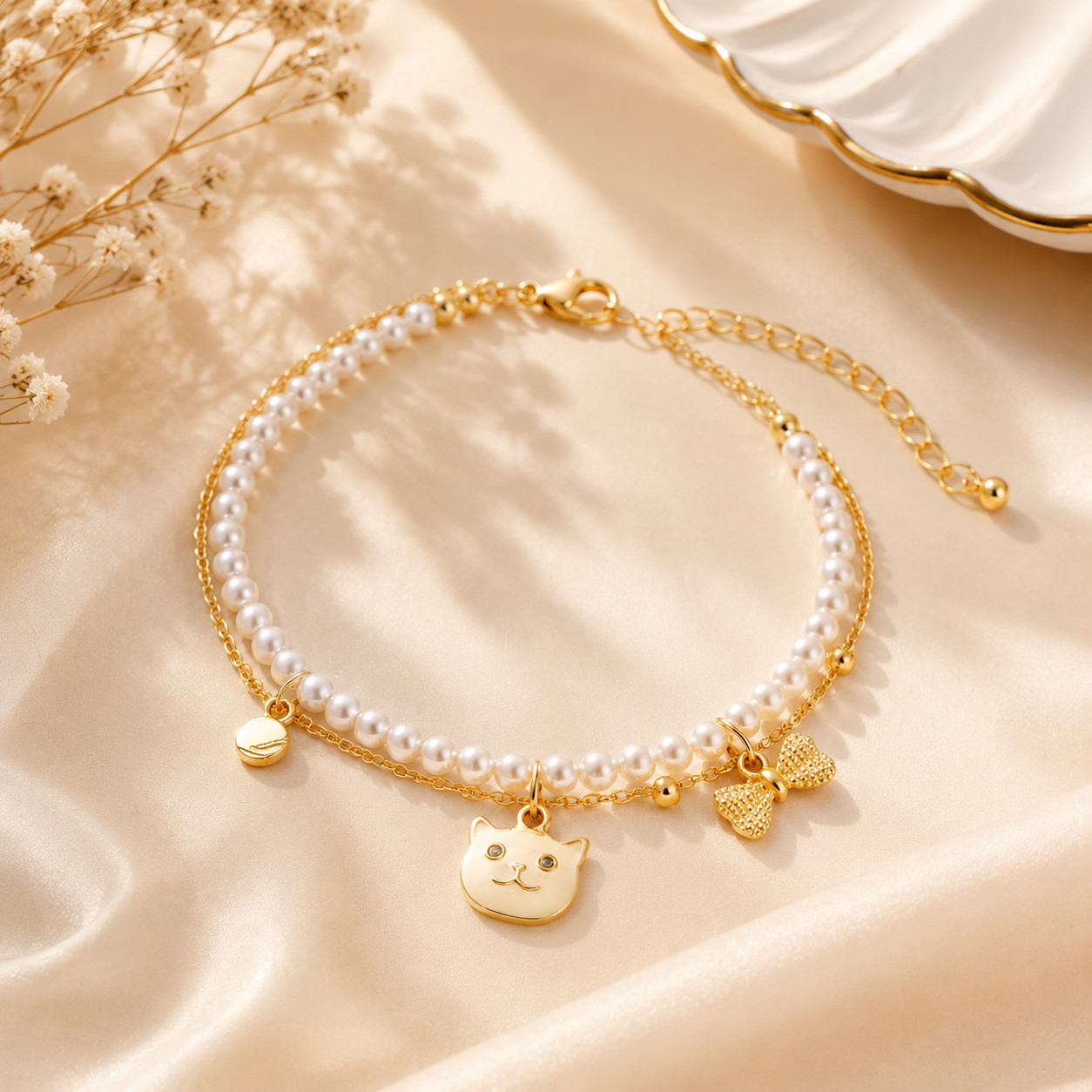 Double Pearl Dream Catcher Bracelet