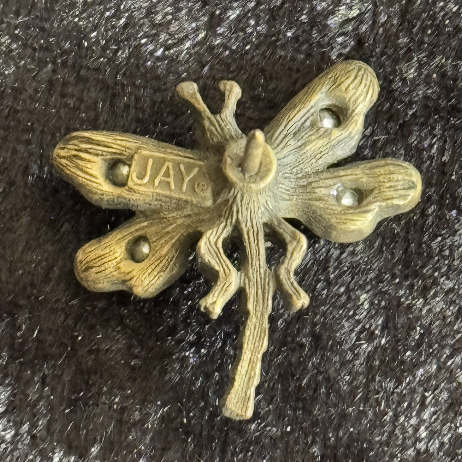 Jay Strongwater Small Dragonfly Pin Swarovski Crystals Enamel Gold Toned Metal