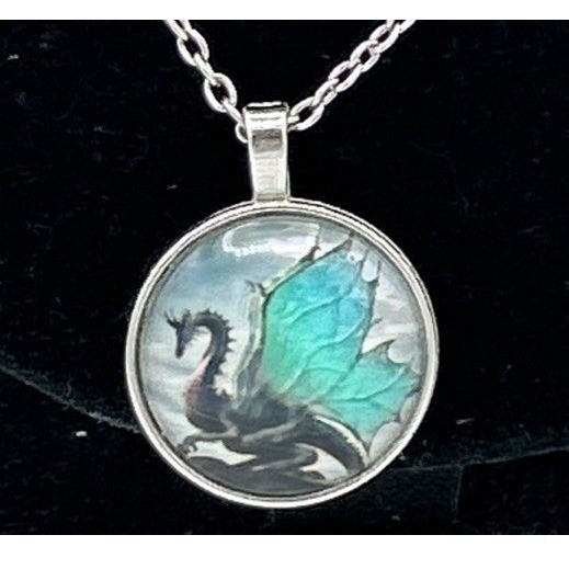 Dragon Fantasy Themed Silver Necklace-Unisex Adult Clothing Accessory Pendant 20