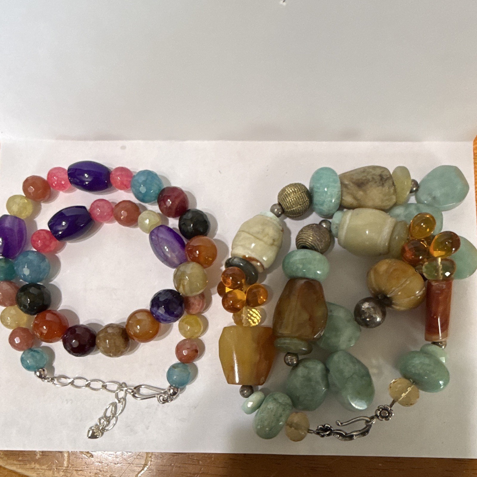 Assorted Gemstone Beaded Necklace. Most of the metal parts are 925.