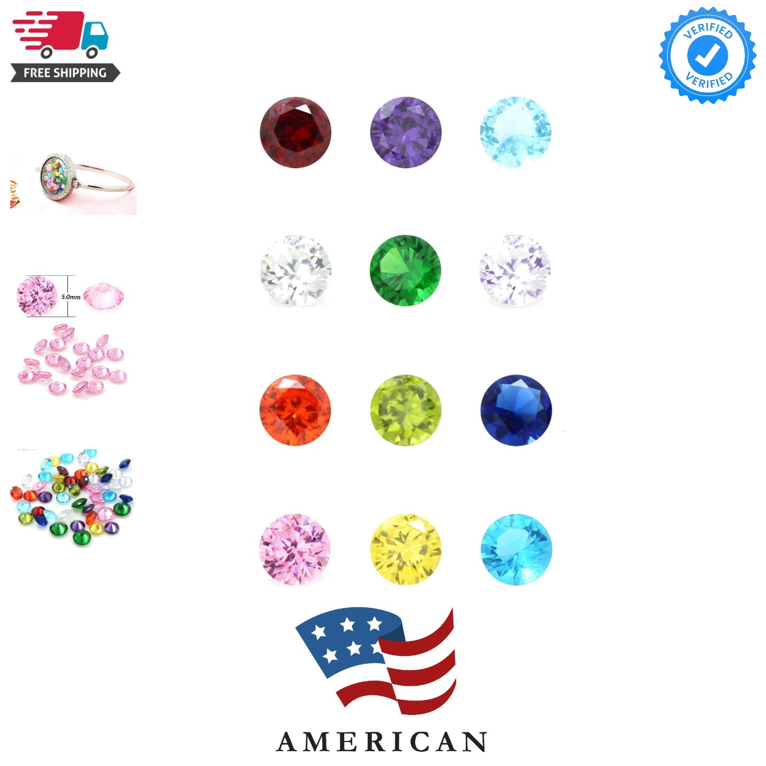 96Pcs 5mm Round Crystal Birthstones for Floating Living Memory Locket | Birth…