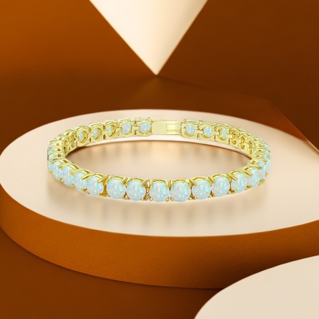 Hawaii White 8mm Opal Round Bracelet 925 Sterling Sliver Jewelry For Women Girls