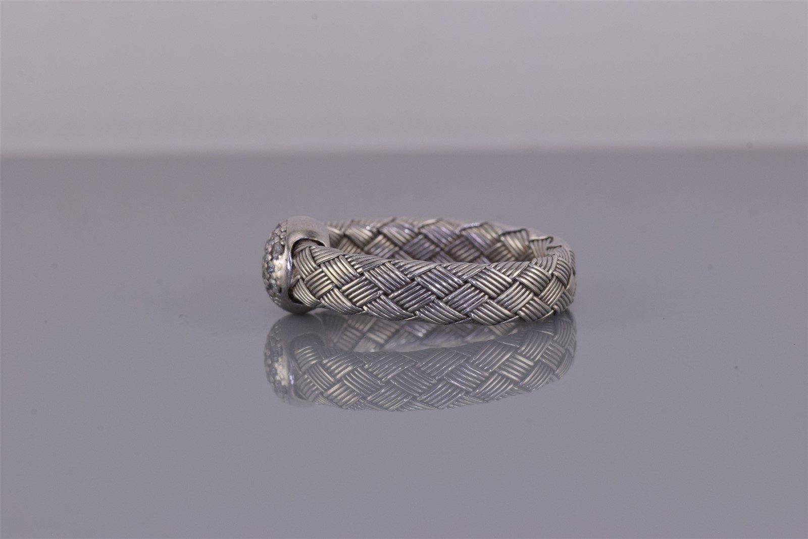 JCM Sterling Silver Pave Cubic Zirconia Braided Woven Band Ring Italy 925 Sz: 9