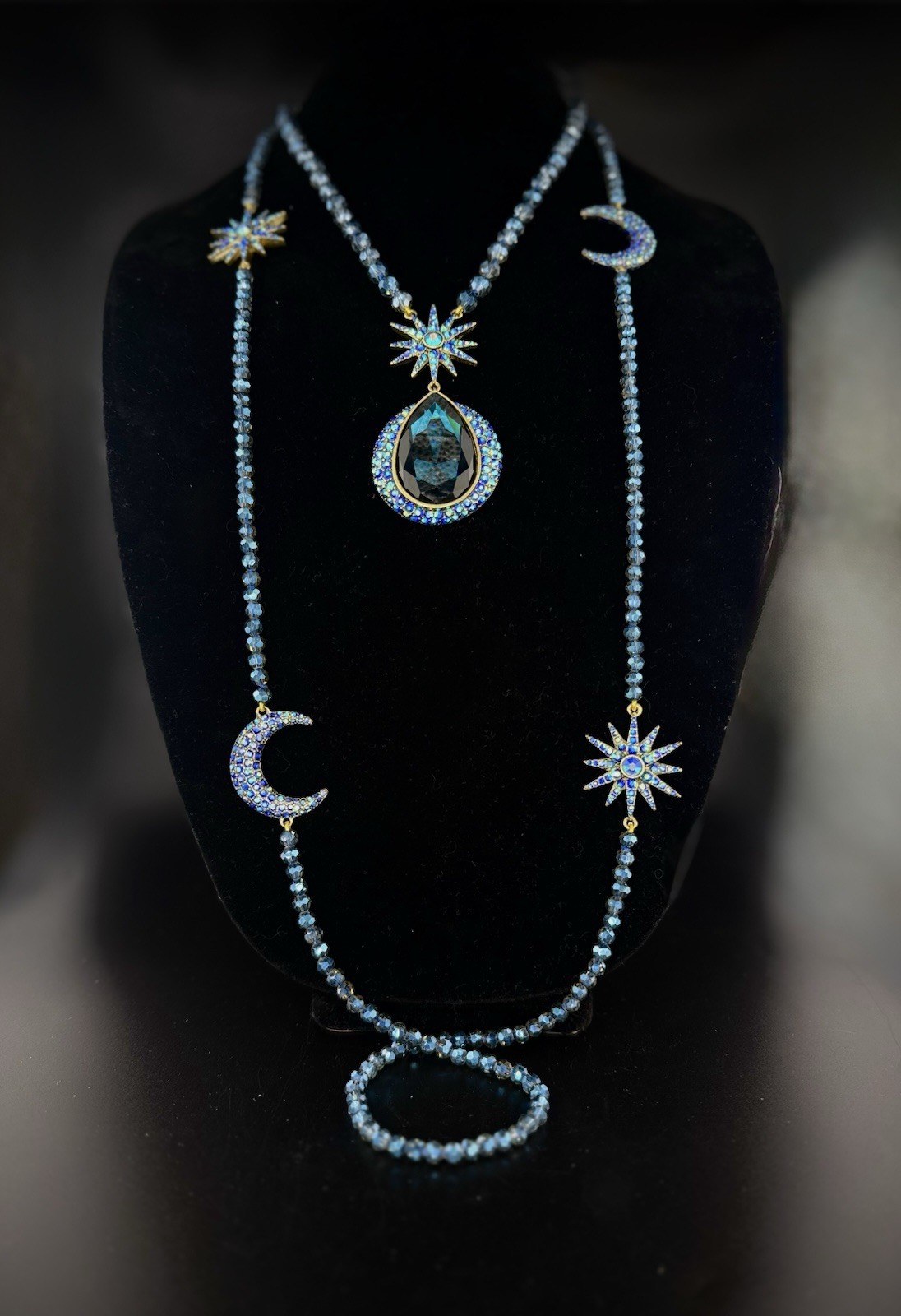*EXTREMELY RARE* Sapphire Blue Signed Heidi Daus Twighlight Trilogy 3 PIECE Set!