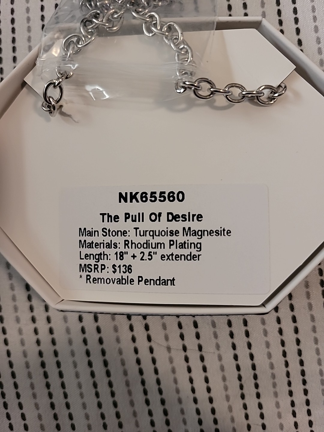 Bomb Party OG necklace- The Pull Of Desire NK65560 Turquoise Magnesite Rhodium