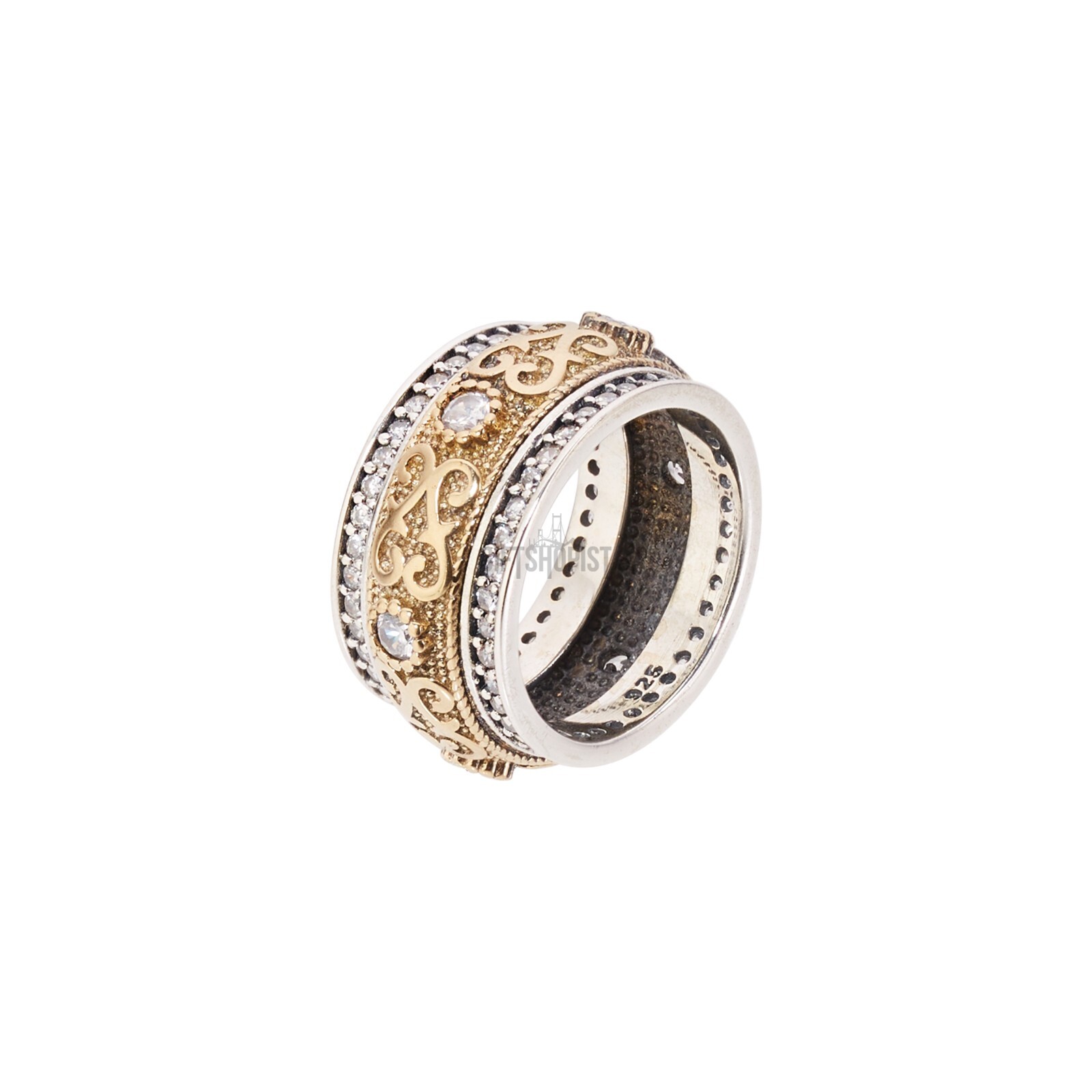 Turkish Jewelry Authentic White Topaz 925 Sterling Silver Band Ring Size