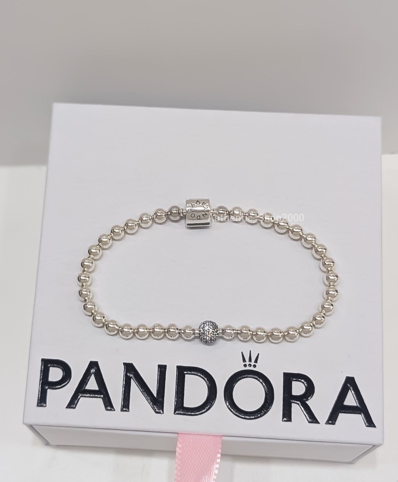 NEW 100% Authentic PANDORA 925 Silver Beads & Pave Clasp Bracelet 598342CZ