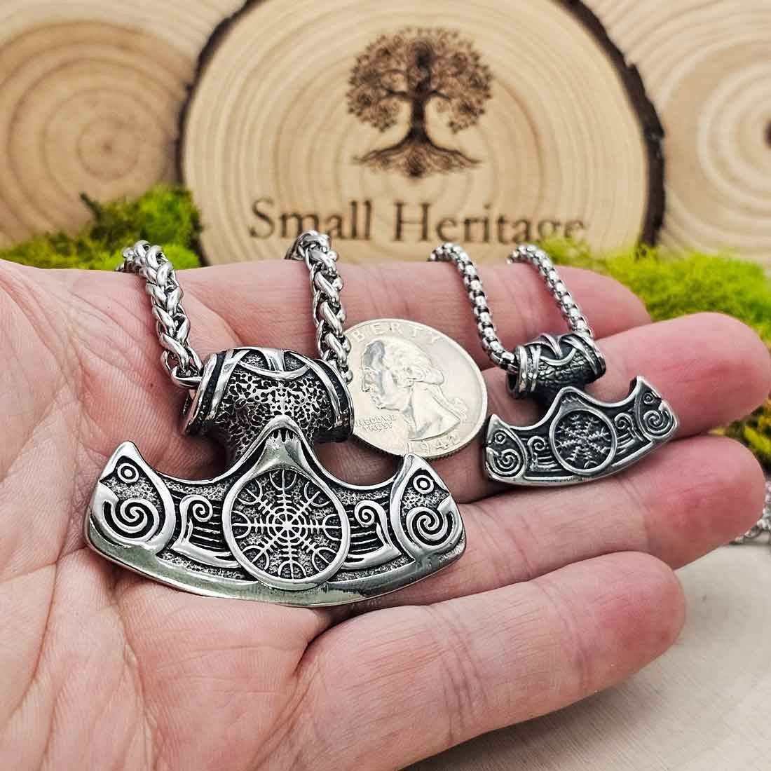 Viking Anchor Necklace Helm of Awe Pendant Stainless Steel Large Small 23.6/27.5