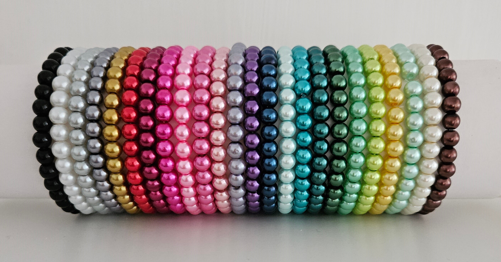 Elastic Glass Pearl Bead Bracelets – 24 Colours NEW