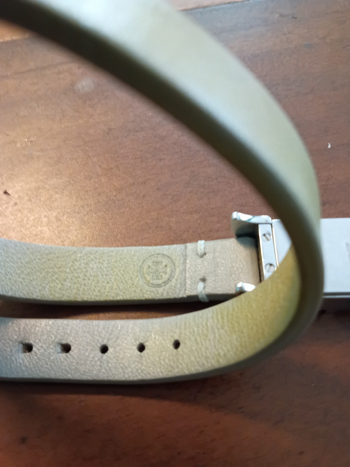 Tory Burch Fitbit Fret Double Wrap Bracelet bark aged gold with fitbit tracker