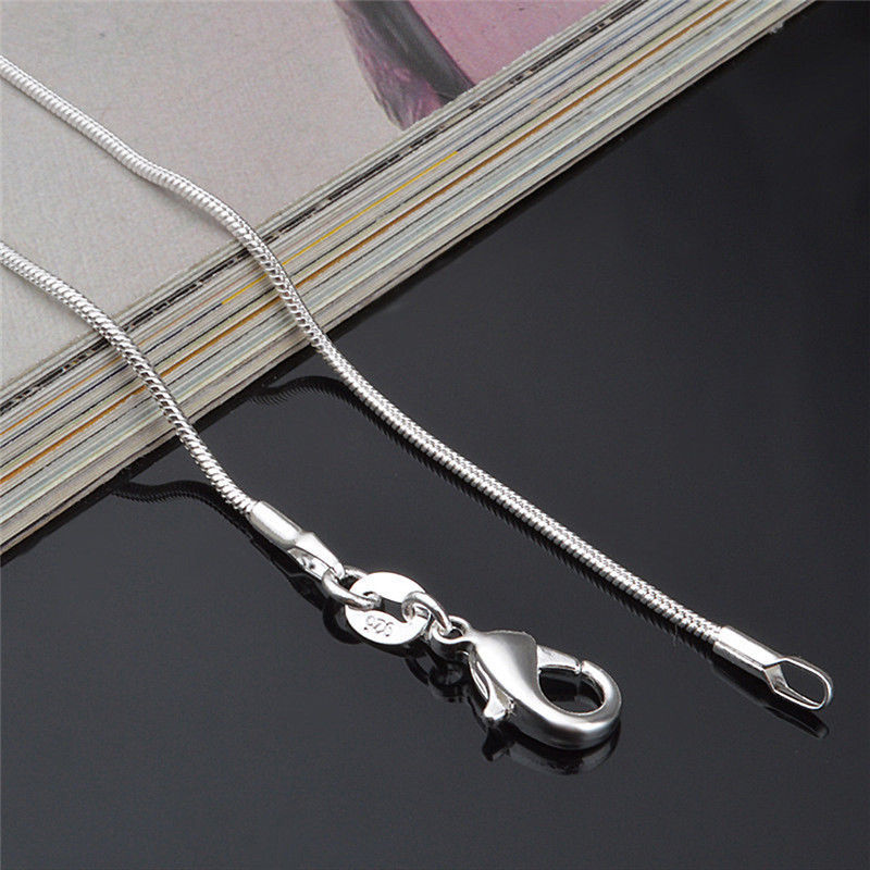 Fashion 925 Sterling Silver Lobster Clasp Snake Chain 20″ For Pendant Necklace