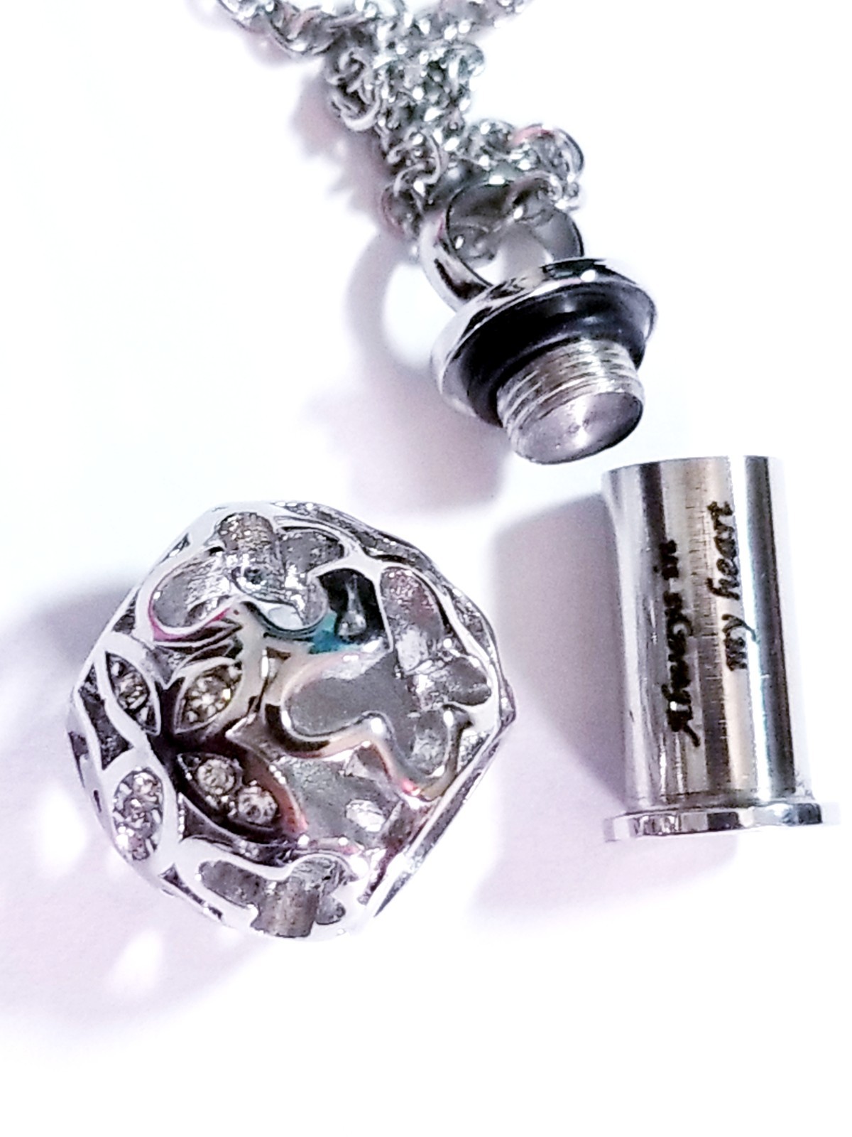 Silver Tone Urn Cremation Memorial Necklace Ball Pendant for Ashes