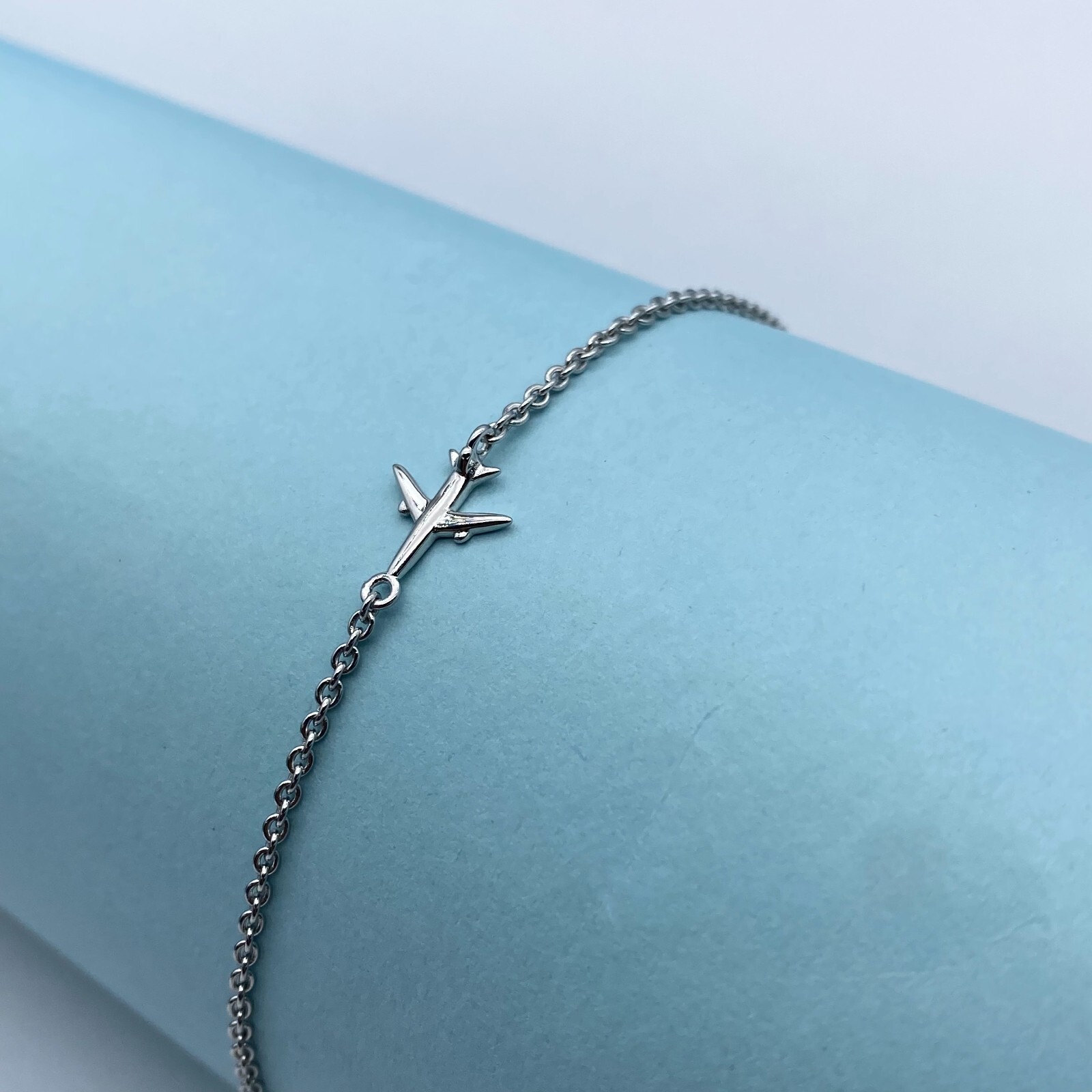Silver Bracelet with Airplane S925, gift for her, Aviation Jewerly.