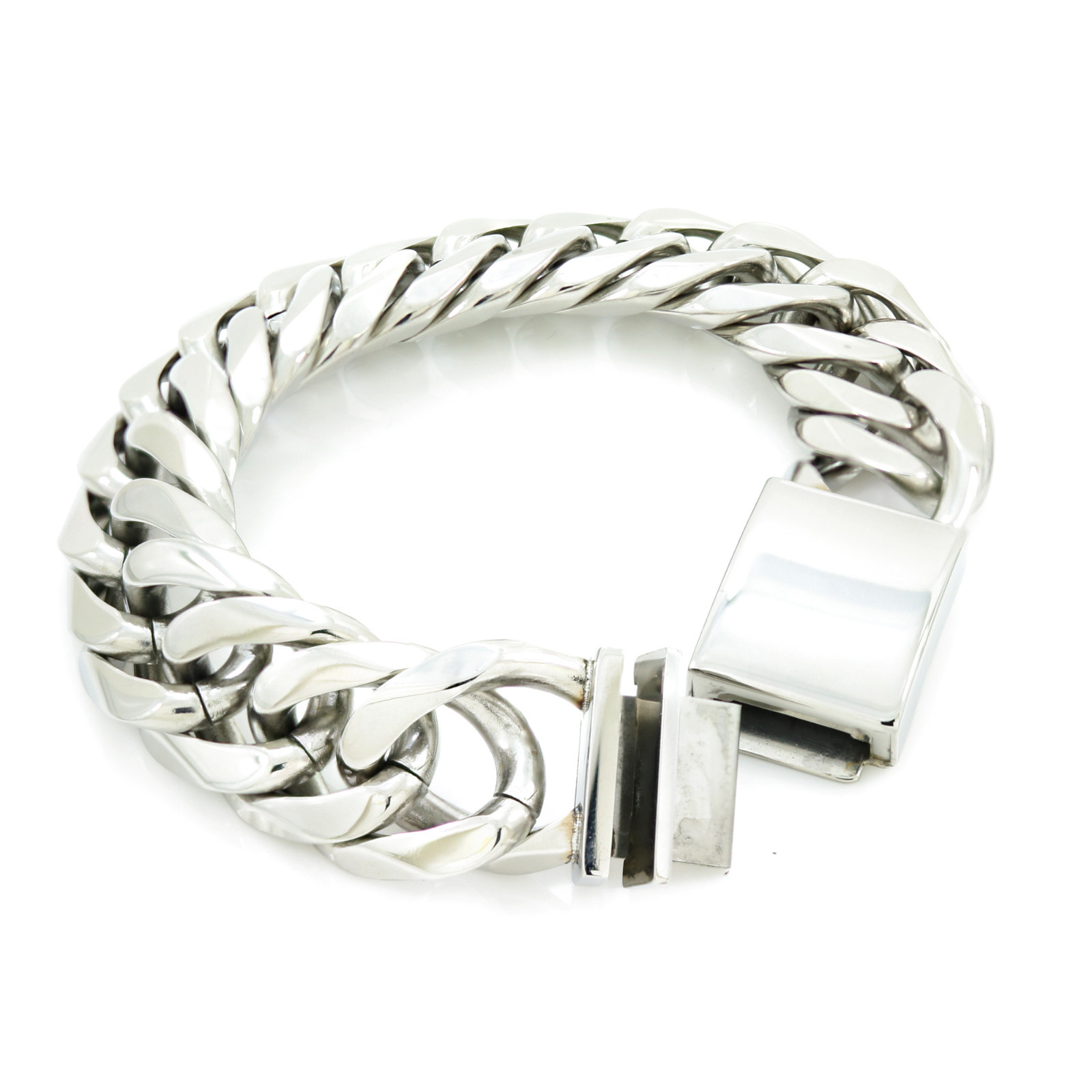 DEFECTIVE without packaging MENS ANTITARNISH SOLID SILVER FINISH THICK H G3D
