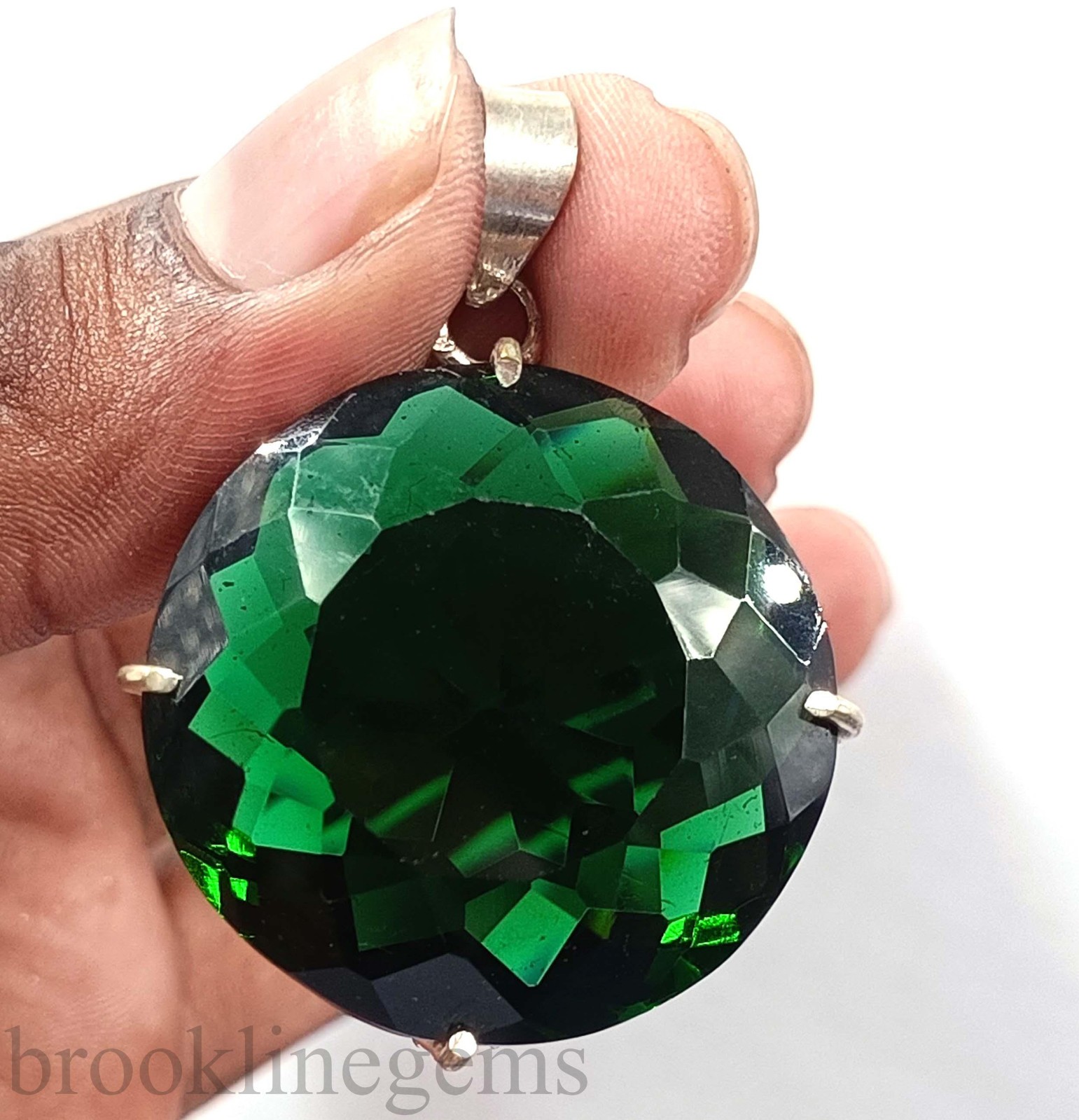 101.20 Ct Natural Green Moldavite Round Shape 925 Silver Pendant Chain Gem “5NSO