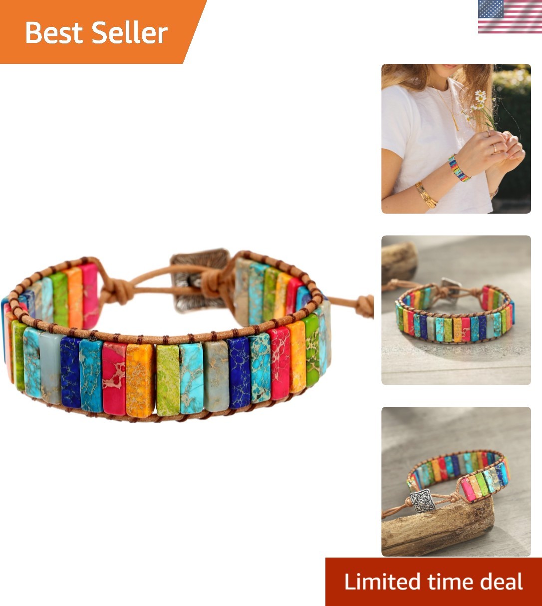 Handmade Boho Chakra Bracelet – Natural Stone & Crystal Wrap Jewelry