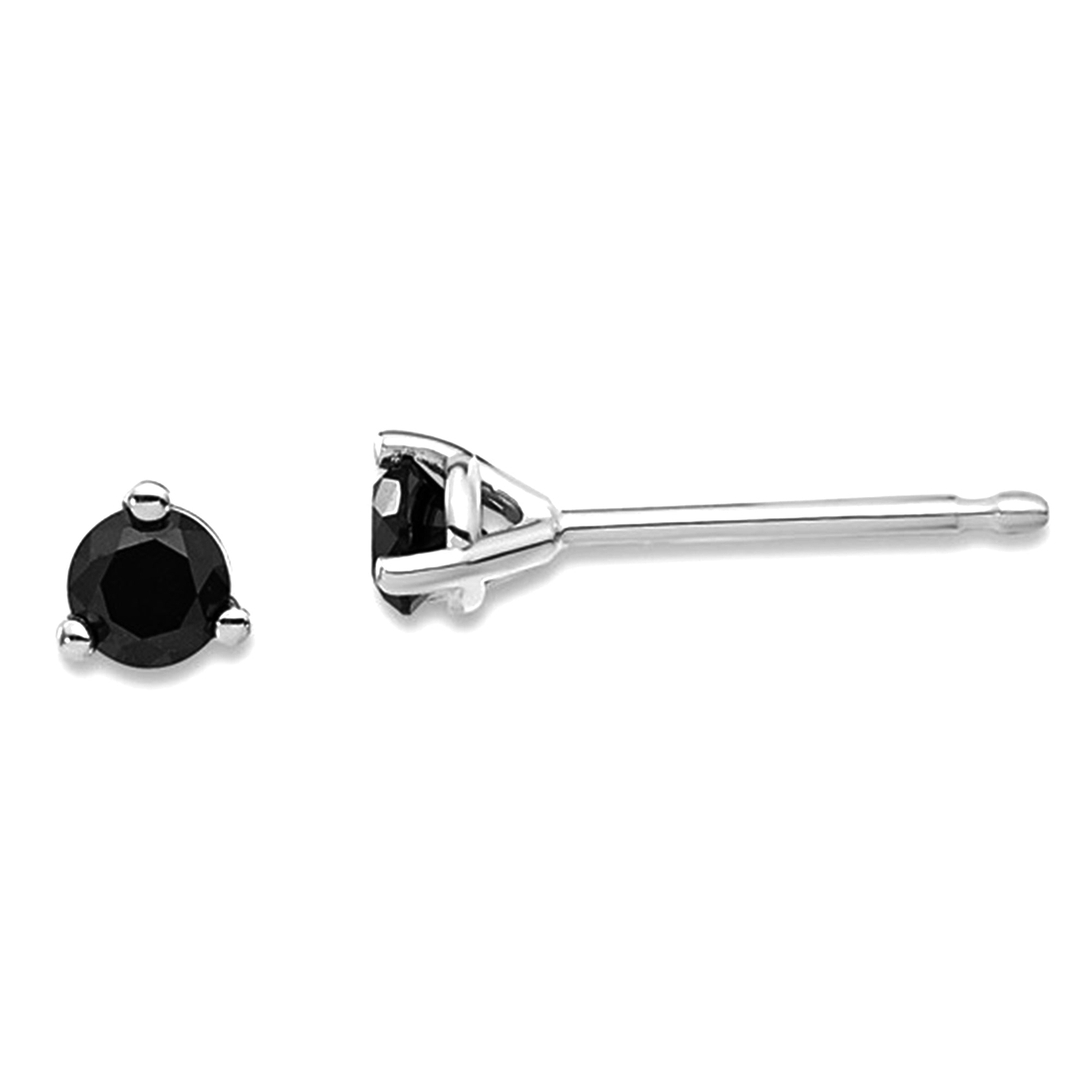 14k Real Gold .25ct Black Diamond Stud Earrings (White Gold)