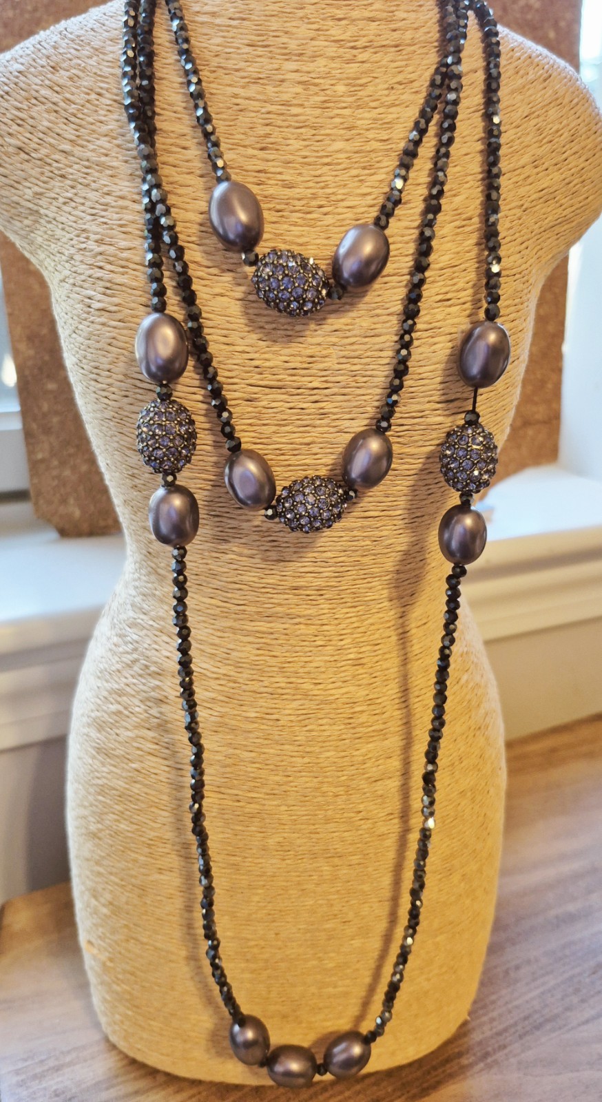 Heidi Daus 67.5″ Necklace Purple Beads Lavender Pearls